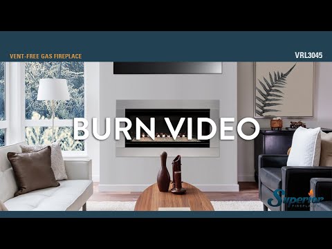 Superior VRL3045 45-Inch Electronic Ignition Vent-Free Gas Fireplace with Remote, Lights & Crushed Glass Media