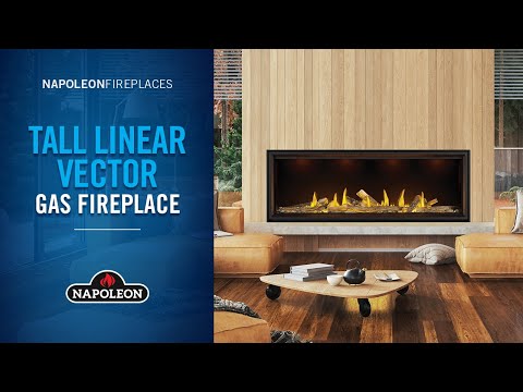Napoleon Tall Linear Vector 50-Inch Single-Sided Direct Vent Gas Fireplace with Luminous Logs