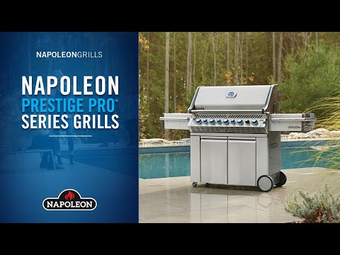 Napoleon PRO825RSBISS-3 Prestige PRO 825 Series Gas Grill On Cart with Rotisserie and Side Burner, 45-Inches