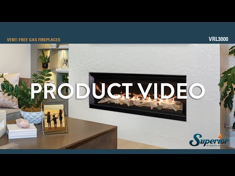 Superior VRL3055 55-Inch Electronic Ignition Vent-Free Gas Fireplace with Remote, Lights & Crushed Glass Media