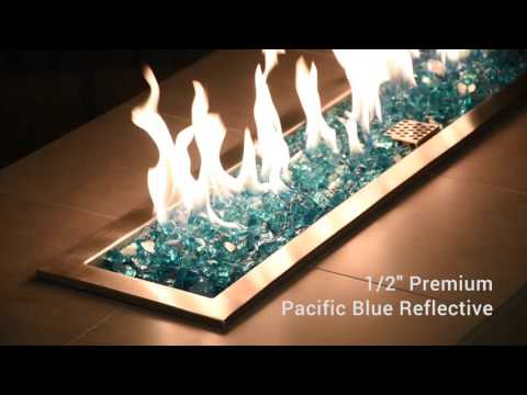 American Fire Glass 1/2-Inch Premium Fire Glass, 10-Pounds, Pacific Blue Reflective