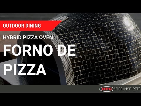 HPC Fire Forno Dual Fuel Wood & Gas Countertop Glass Tile Pizza Oven on Cart