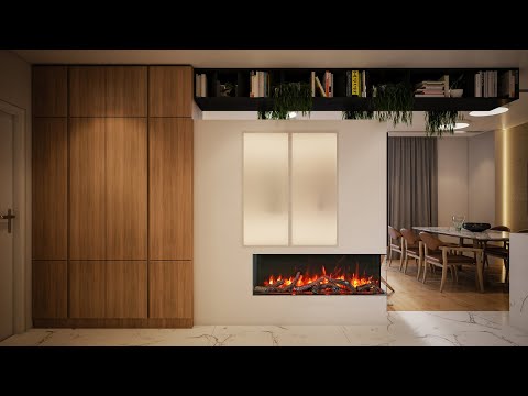 Amantii Tru-View Slim Indoor/Outdoor Built-In 3-Sided Smart Electric Fireplace