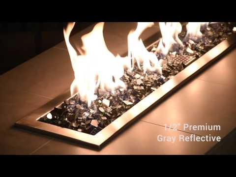 American Fire Glass 1/2-Inch Premium Fire Glass, 10-Pounds, Grey Reflective