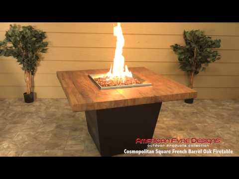 American Fyre Designs Cosmopolitan 36-Inch Square Reclaimed Wood Chat Height Fire Table