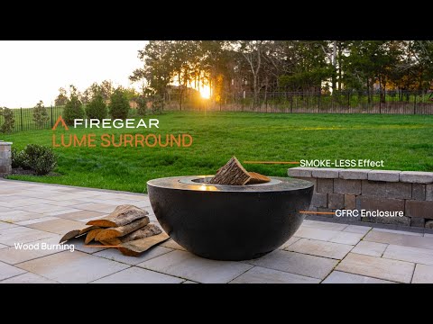 Firegear Surround Series GFRC Wood Fire Bowl with Smokeless Stainless Steel Insert