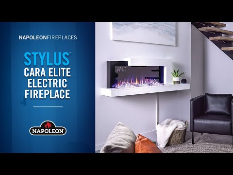 Napoleon Stylus Cara Elite Wall Mount Electric Fireplace with Remote and Wood Surround