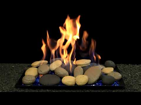 Hargrove 24-Inch Blazing River Stones Full Pan Vented Gas Set with Burner Kit (HGFRR24-FPB)
