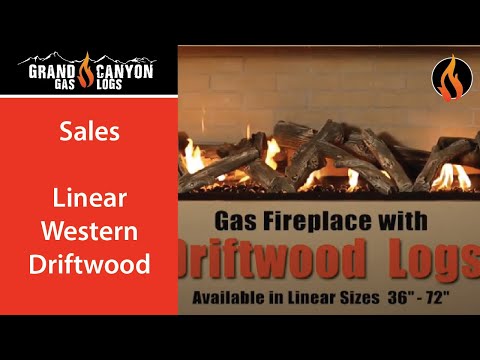 Grand Canyon Linear Western Driftwood Vented Gas Log Set with Indoor Glass Burner and Media