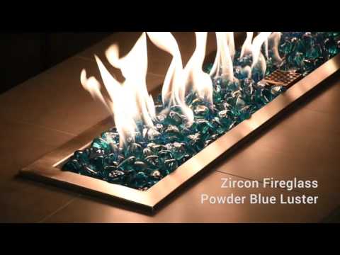 American Fire Glass 1-Inch Zircon Fire Glass, 10-Pounds, Powder Blue Luster