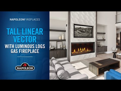 Napoleon Tall Linear Vector 50-Inch Single-Sided Direct Vent Gas Fireplace with Luminous Logs