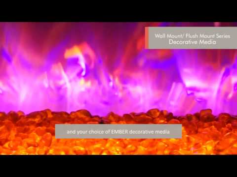 Amantii WM-FM Wall Mount/Built-In Smart Electric Fireplace with Logs and Glass Surround