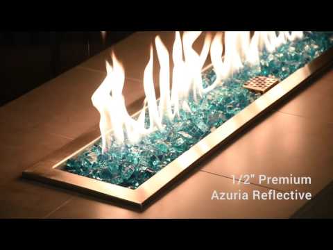 American Fire Glass 1/2-Inch Premium Fire Glass, 10-Pounds, Azuria Reflective