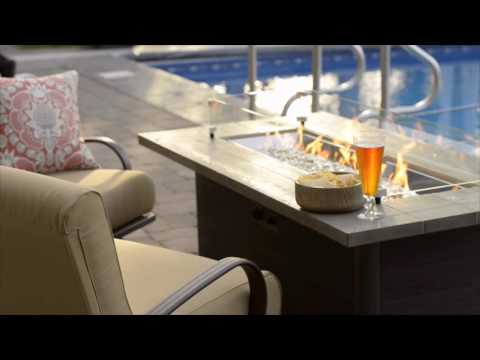 The Outdoor GreatRoom Company CR-1242-K Cedar Ridge Gas Fire Pit Table, Rectangular, 32x61-Inches