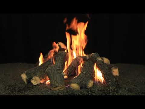 Hargrove Outdoor Wilderness Oak 30-Inch Gas Log Fire Pit Stack Set with Fire Ring Burner Kit and Match Light Ignition (HGWOSFL-FRB)
