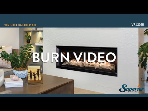 Superior VRL3045 45-Inch Electronic Ignition Vent-Free Gas Fireplace with Remote, Lights & Crushed Glass Media