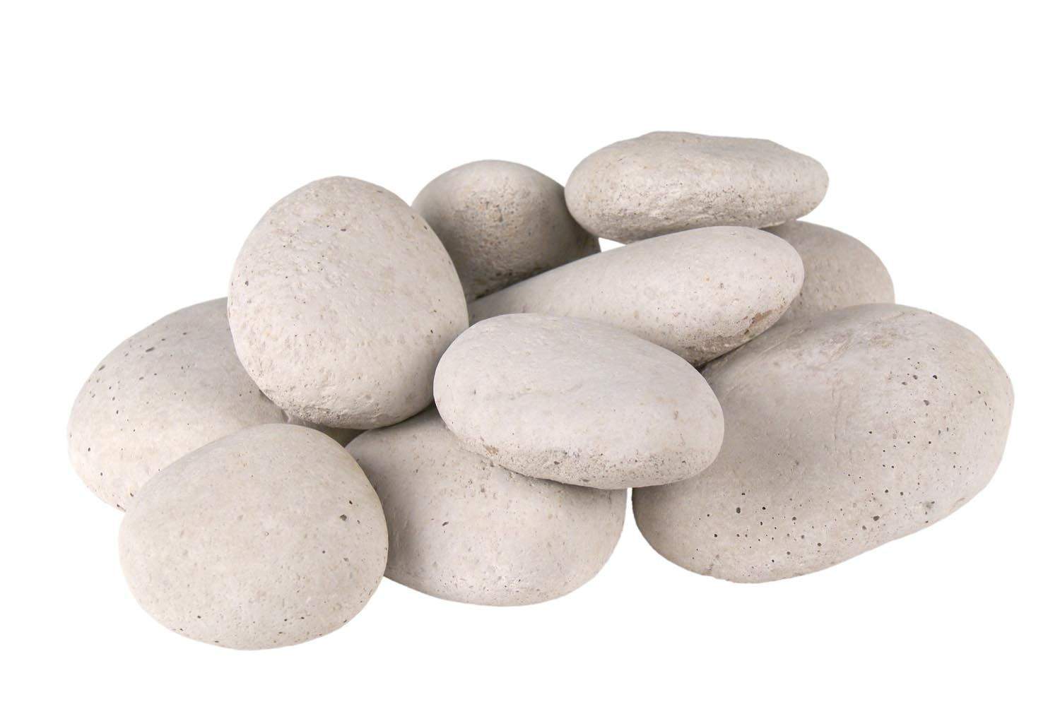 Real Fyre river rock stones, ivory smooth pebbles