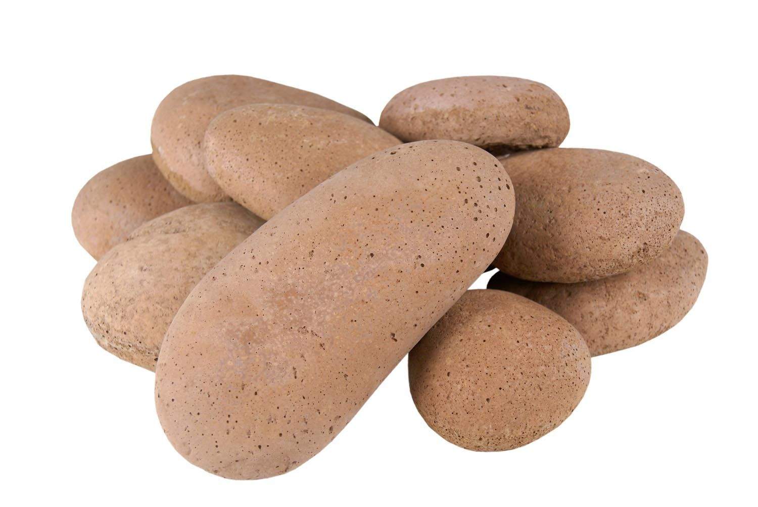 Terracotta river rock stones bundle with speckled, smooth curved surfaces