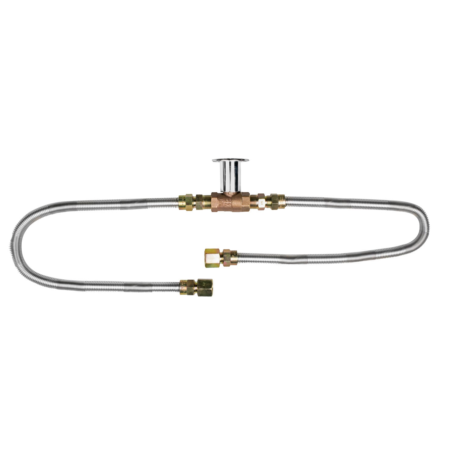 Natural gas kit with flexible metal hoses and brass connectors
