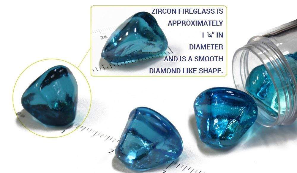 American Fire Glass 1-Inch Zircon Fire Glass, 10-Pounds, Powder Blue Luster